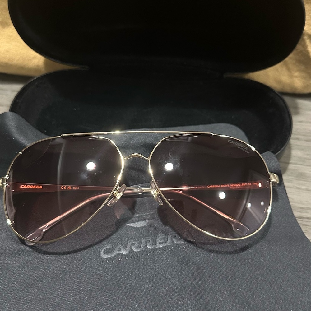 Carrera Gold and Black Aviator Sunglasses